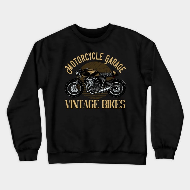 Motorcycle Garage vintage Bikes Crewneck Sweatshirt by Foxxy Merch